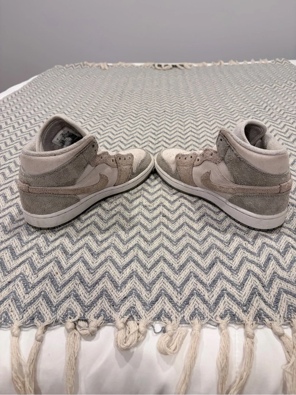 Nike Air Jordan 1 Mid SE “Grey Fog / Photon Dust” Suede Sneakers – Women’s 7